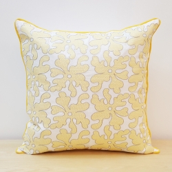 Abstract Damask Design Pillow Cover with Silver Metallic Embroidery